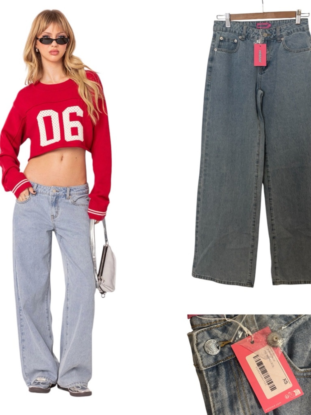 NWT Edikted Raelynn Washed Low Rise Jeans - Picture 1 of 4